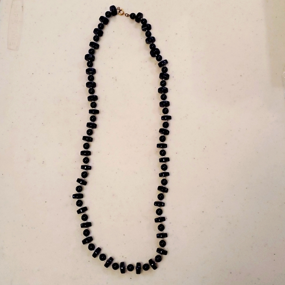 Black bead necklace 28"